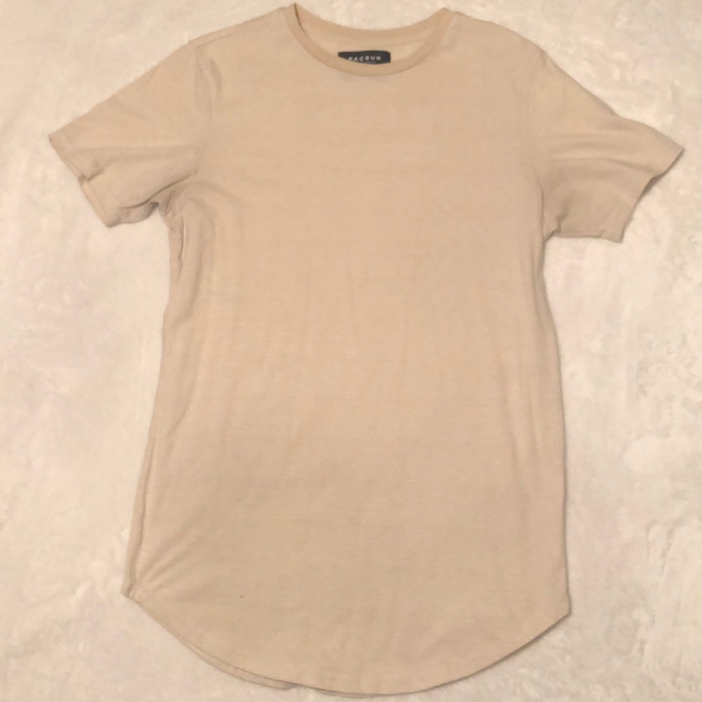 Pacsun tan light striped scallop fit tee